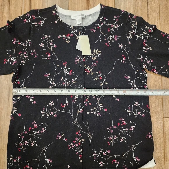 NWT Christopher Banks Floral Black Women's Top Size Large - Picture 7 of 8